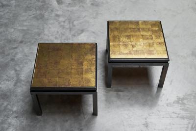 Guy LeFevre Pair of Side Tables in Verre glomis Guy Lefevre for Maison Jansen