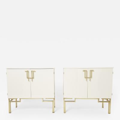 Guy LeFevre Pair of cabinets bar Guy Lefevre for Maison Jansen brass lacquered 1970s