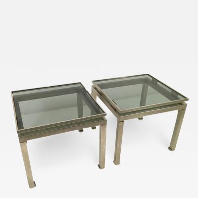 Guy LeFevre Pair of stainless steel side tables