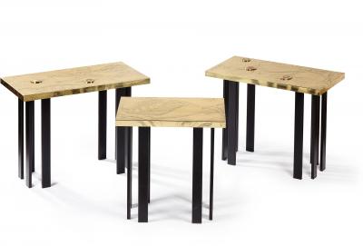 Guy de Jong THREE PART ACID ETCHED CONSOLE TABLE BY GUY DE JONG