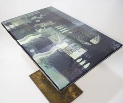 H Edward Winter Abstract Enamel Cocktaile Table by Edward Winter