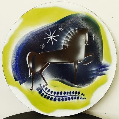 H Edward Winter Horse in the Midnight Sky by Edward Winter enamel on metal circa 1930 