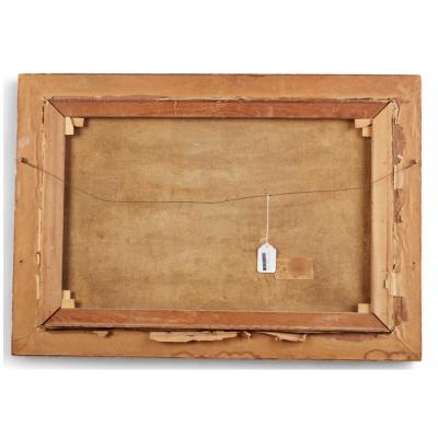 H Hansen Antique German Seascape Oil Painting of Lake Friedrich by H Hansen