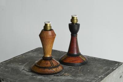 H Steinpatz H Steinpatz Pair of Hand Painted Amsterdamse School Table Lamps 1920s