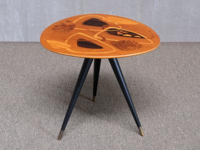 H Sundling AB Swedish Modern Intarsia Side Table H Sundling AB Tr nas Sweden 1950s