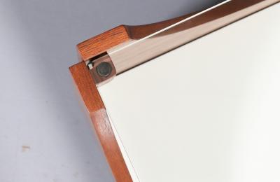 H W Klein H W Klein Rolling Teak Coffee Table w Floating Glass Top for Bramin