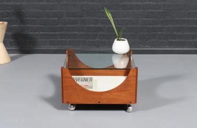 H W Klein H W Klein Rolling Teak Glass Coffee Table for Bramin