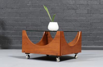 H W Klein H W Klein Rolling Teak Glass Coffee Table for Bramin