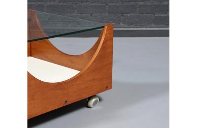 H W Klein H W Klein Rolling Teak Glass Coffee Table for Bramin