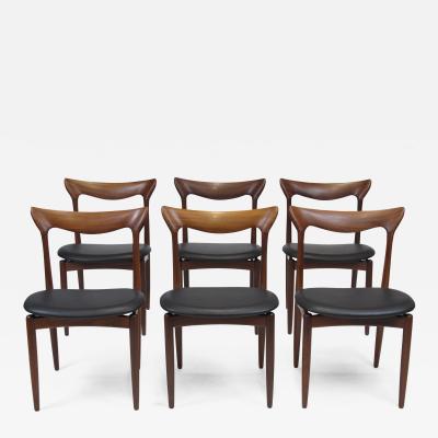 H W Klein H W Klein Sculpted Back Dining Chairs of Walnut Set of Six