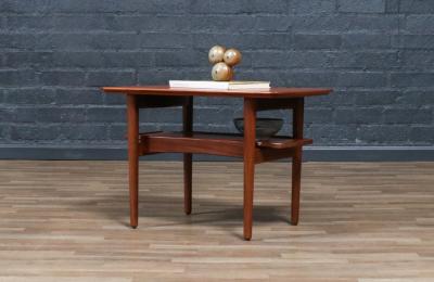 H W Klein H W Klein Teak Side Table w Pull Out Tray for Bramin