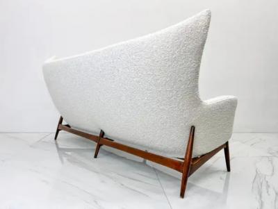 H W Klein Sculptural Wingback Sofa by H W Klein for Bramin Mobler of Denmark 1950s