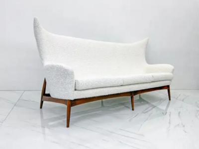H W Klein Sculptural Wingback Sofa by H W Klein for Bramin Mobler of Denmark 1950s