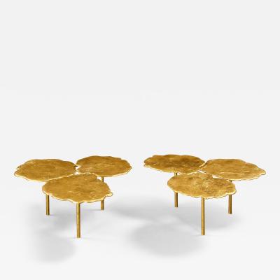 H l ne de Saint Lager 3 GOLD FLAQUES SIDE TABLE