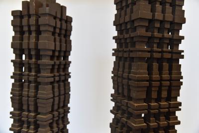 HAND CARVED Wooden 1920s CHANDELIERS PAIR 