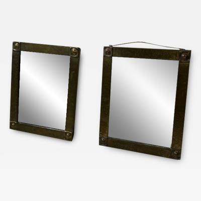 HAND FORGED PAIR OF ARTS AND CRAFTS COPPER AND BRASS MIRRORS