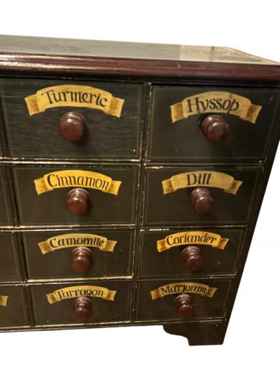 HANDPAINTED 19TH CENTURY 16 DRAWER NAMED SPICE CABINET