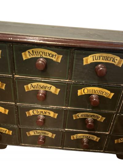 HANDPAINTED 19TH CENTURY 16 DRAWER NAMED SPICE CABINET