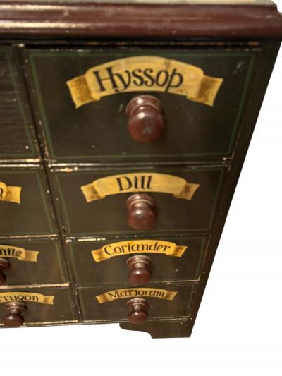 HANDPAINTED 19TH CENTURY 16 DRAWER NAMED SPICE CABINET