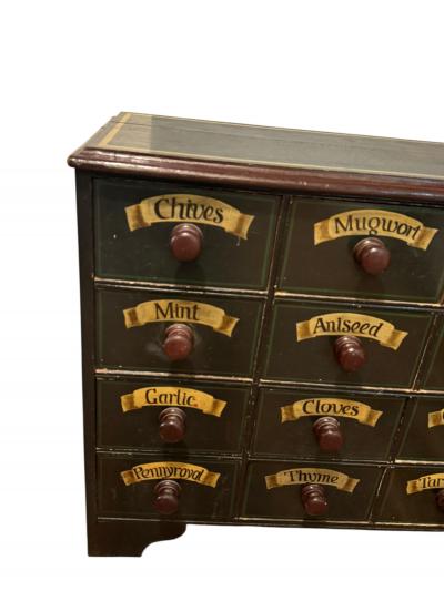 HANDPAINTED 19TH CENTURY 16 DRAWER NAMED SPICE CABINET