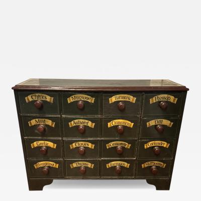 HANDPAINTED 19TH CENTURY 16 DRAWER NAMED SPICE CABINET