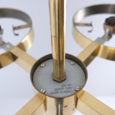 HEIKKI TURUNEN Mid Century Modern Chandelier in Brass Milk Glass Heikki Turunen Orno 1970s