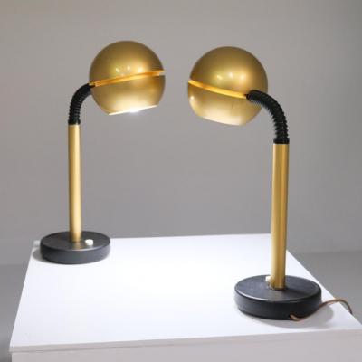 HEIKKI TURUNEN Pair of Heikki Turunen Golden Vario Table Lamps Model 940 105 Orno 1970s