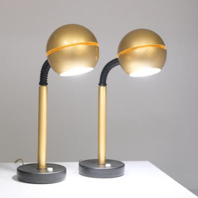 HEIKKI TURUNEN Pair of Heikki Turunen Golden Vario Table Lamps Model 940 105 Orno 1970s