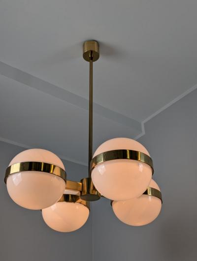 HEIKKI TURUNEN Sculptural Mid Century Chandelier Brass Glass Heikki Turunen Orno 1970s