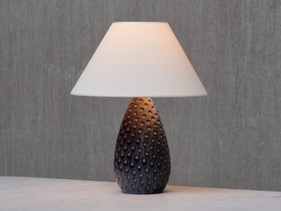 HELGE STERBERG Helge sterberg Drop Shaped Dimpled Ceramic Table Lamp Denmark 1950s