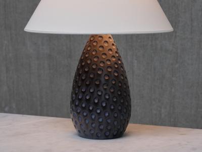 HELGE STERBERG Helge sterberg Drop Shaped Dimpled Ceramic Table Lamp Denmark 1950s