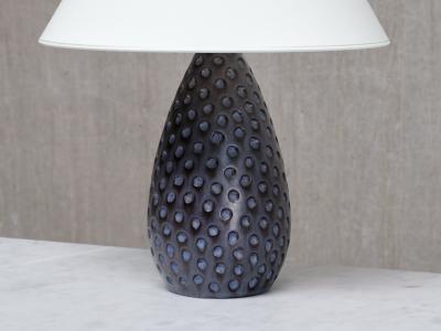 HELGE STERBERG Helge sterberg Drop Shaped Dimpled Ceramic Table Lamp Denmark 1950s