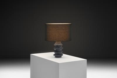 HELGE STERBERG Rippled Stoneware Table Lamp by Helge sterberg Denmark 1950s
