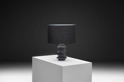 HELGE STERBERG Rippled Stoneware Table Lamp by Helge sterberg Denmark 1950s