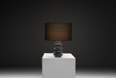 HELGE STERBERG Rippled Stoneware Table Lamp by Helge sterberg Denmark 1950s