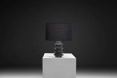 HELGE STERBERG Rippled Stoneware Table Lamp by Helge sterberg Denmark 1950s