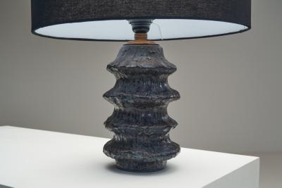 HELGE STERBERG Rippled Stoneware Table Lamp by Helge sterberg Denmark 1950s