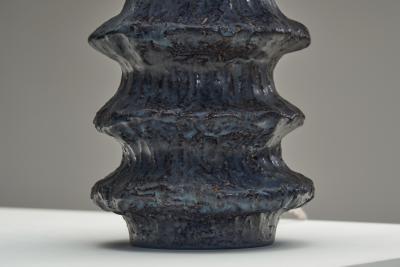 HELGE STERBERG Rippled Stoneware Table Lamp by Helge sterberg Denmark 1950s