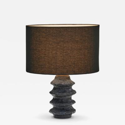 HELGE STERBERG Rippled Stoneware Table Lamp by Helge sterberg Denmark 1950s