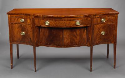 HEPPLEWHITE INLAID SERPENTINE FRONT SIDEBOARD