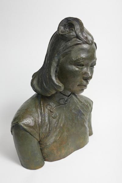 HERBERT MCRAE MILLER PATINATED PLASTER BUST OF A CHINESE WOMAN BY HERBERT MCRAE MILLER