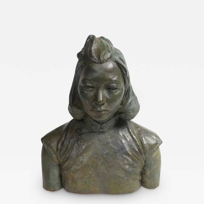 HERBERT MCRAE MILLER PATINATED PLASTER BUST OF A CHINESE WOMAN BY HERBERT MCRAE MILLER