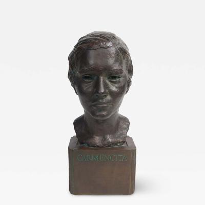 HERBERT MCRAE MILLER PATINATED PLASTER BUST OF A WOMAN CARMENCITA BY HERBERT MCRAE MILLER