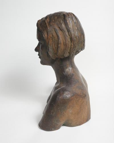 HERBERT MCRAE MILLER PATINATED PLASTER BUST OF WOMAN BY HERBERT MCRAE MILLER