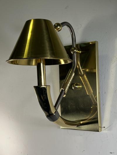 HIGH QUALITY POLISHED BRASS AND NICKEL POST MODERN HORN DESIGN SCONCES