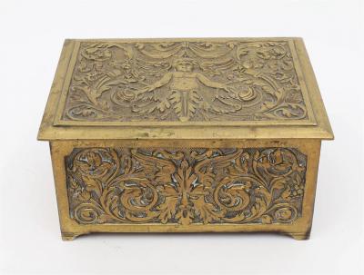 HIGHLY DECORATED RENAISSANCE STYLE SOLID BRASS JEWELRY TRINKET BOX