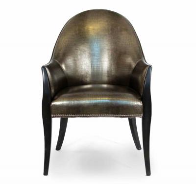 HIgh back Faux Alligator Armchairs