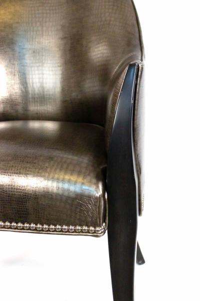 HIgh back Faux Alligator Armchairs