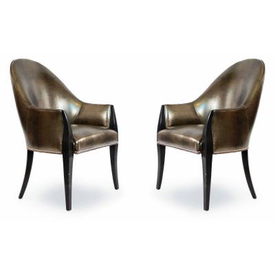 HIgh back Faux Alligator Armchairs