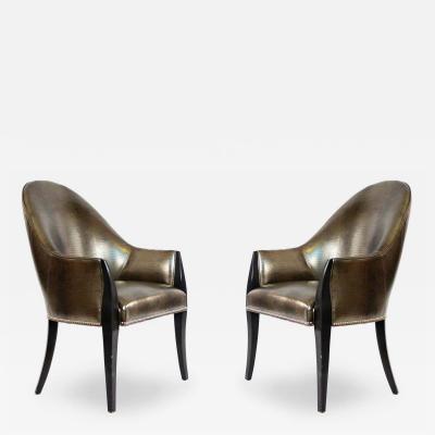 HIgh back Faux Alligator Armchairs